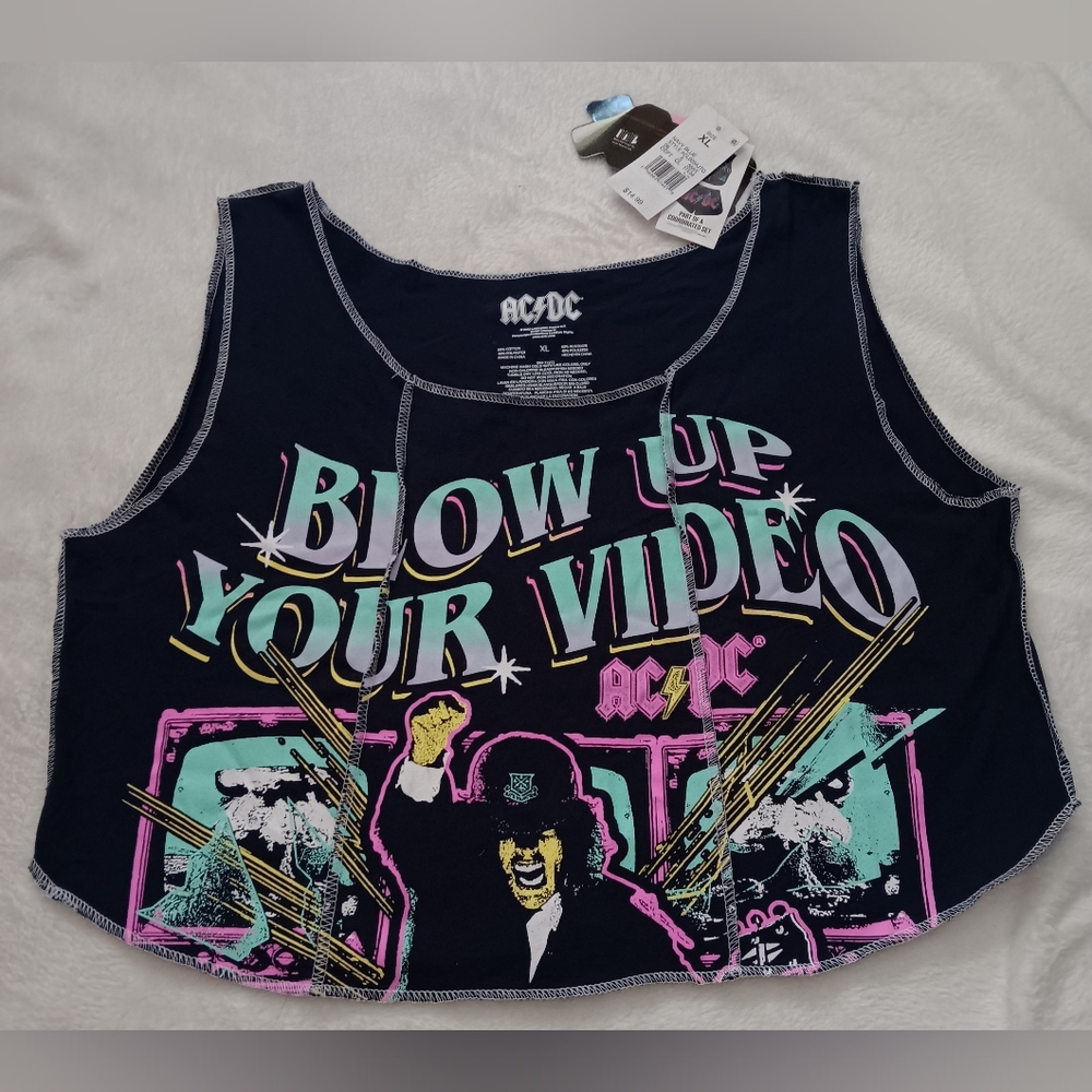AC/DC crop top tank top band shirt size xl